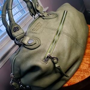 Women's Olive Green Leather Deconstructed Duffle